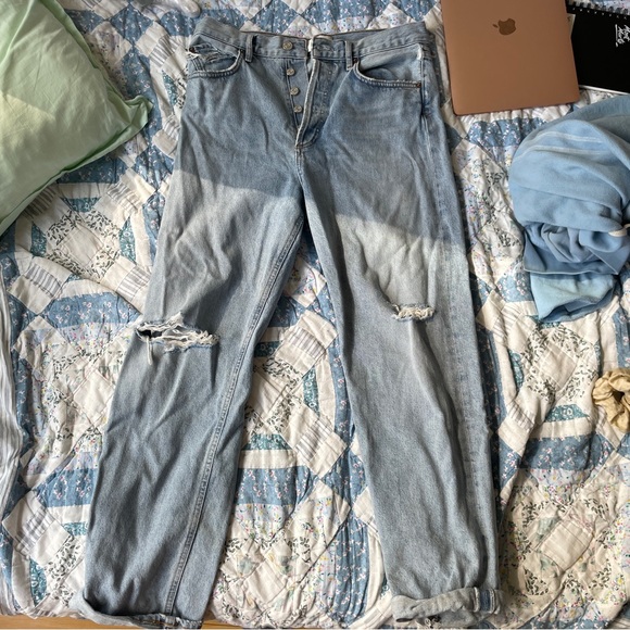 Agolde 90s Mid Rise Light Wash Loose Fit Distressed Jeans size 27 - Picture 7 of 9